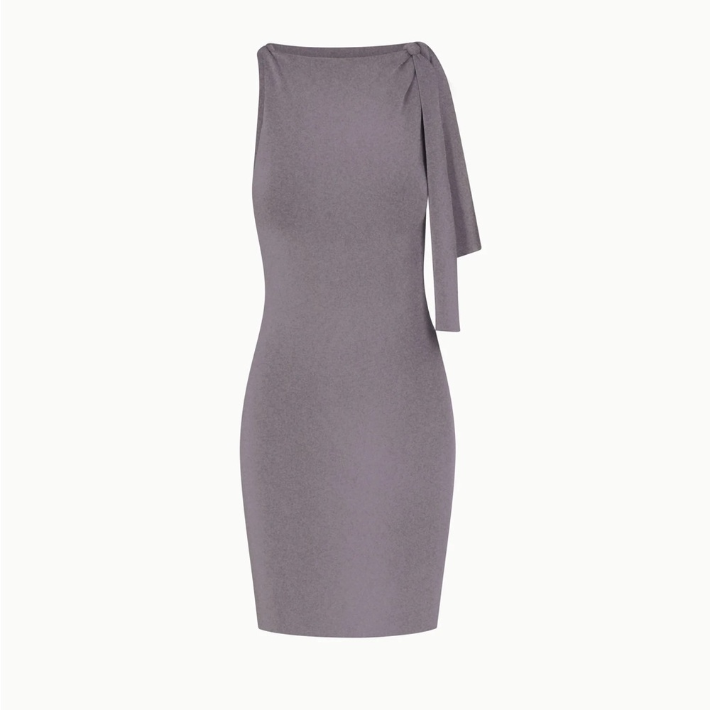 Khy Sueded Stretch Knotted Mini Dress in Steel Grey. Size XXS.